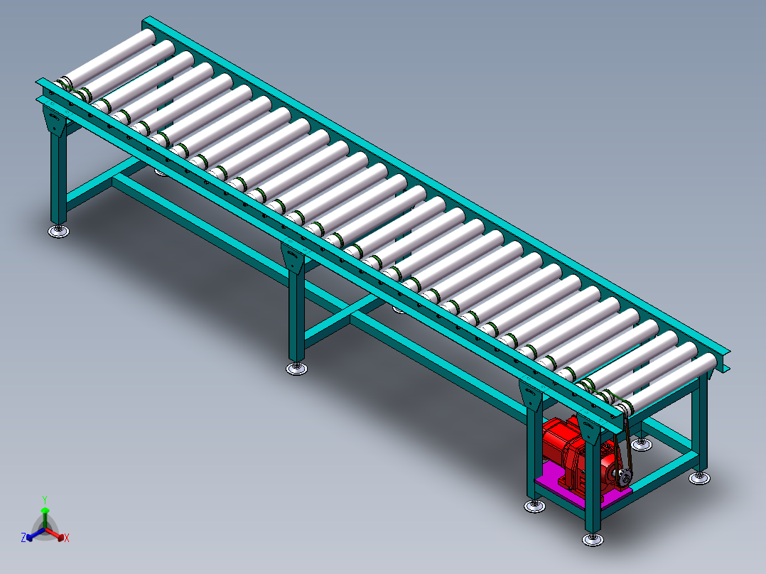 O带滚筒线，O带输送机，O带输送线，输送机 3D图机械设备3D模型正等轴测图