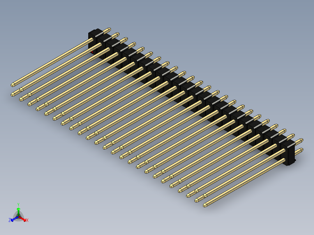 彩色公头100mil（2.54mm）系列-DS1021_black_2x24p_100mil_Type43_rev1.0正等轴测图