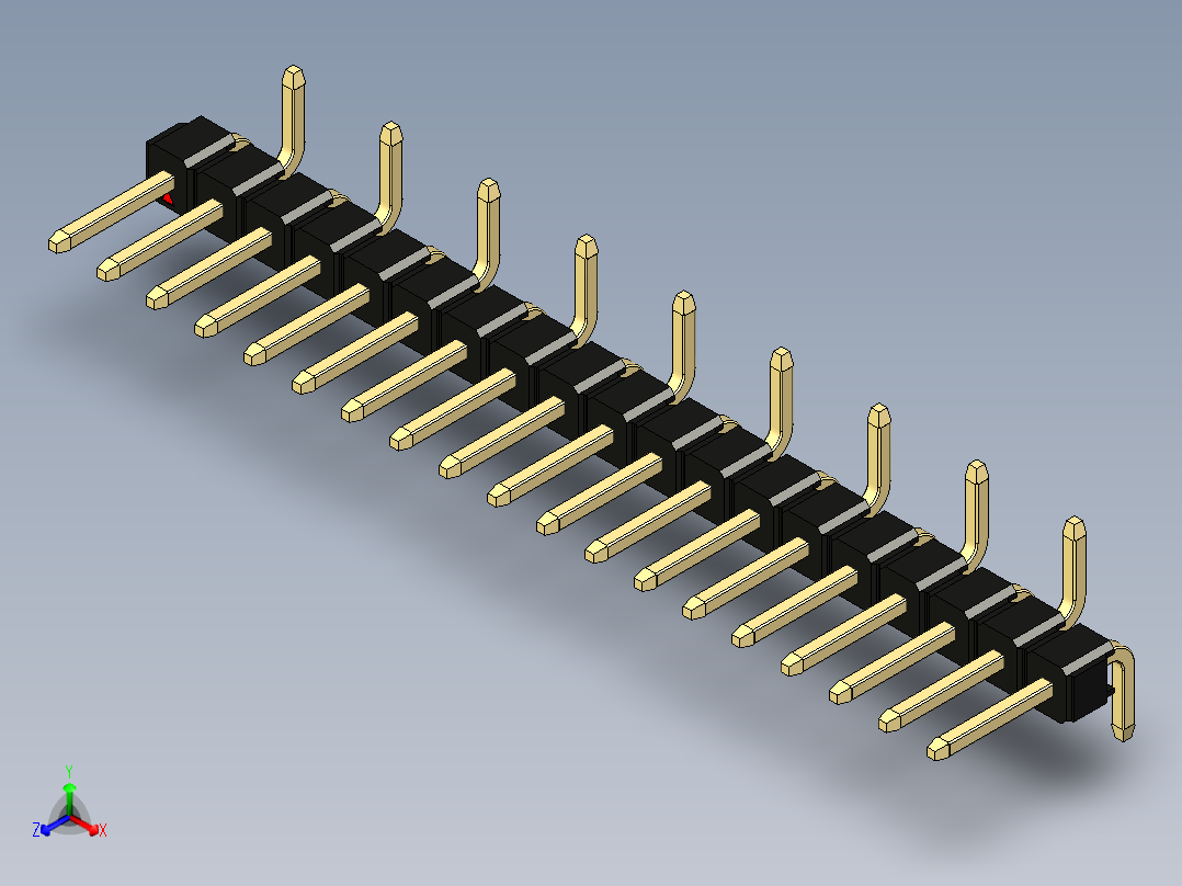 彩色公排针 100mil 2.54mm 系列-DS1022_black_19p_100mil_Type_SMT_R2_rev1.0主视图