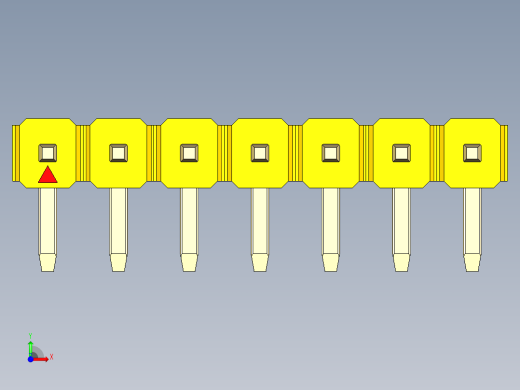 彩色公排针 100mil 2.54mm 系列-DS1022_yellow_1x07p_100mil_TypeD_rev1.0前视缩略图