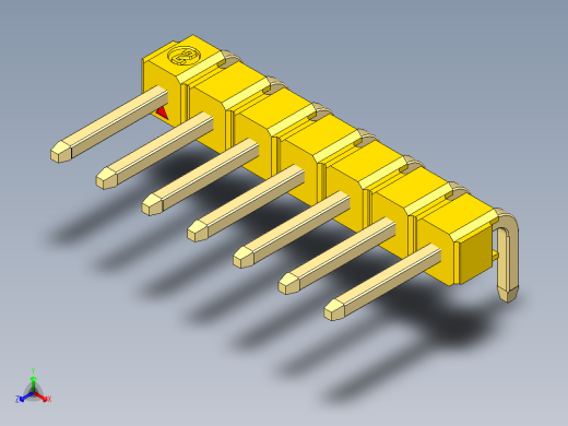 彩色公排针 100mil 2.54mm 系列-DS1022_yellow_1x07p_100mil_TypeD_rev1.0正等轴测缩略图