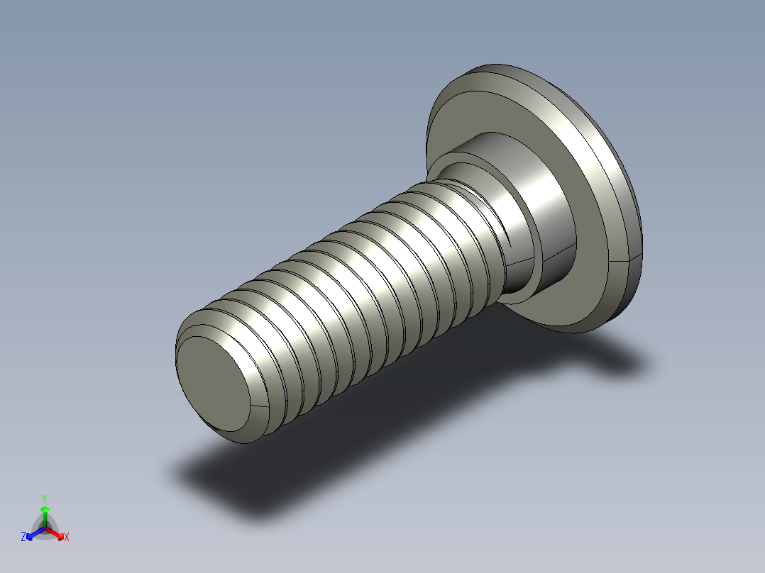 超薄型内六角螺钉-Ultra Low Profile Socket Head Screws 3-8-16 Thread Size 1 in Long.STEP主视图