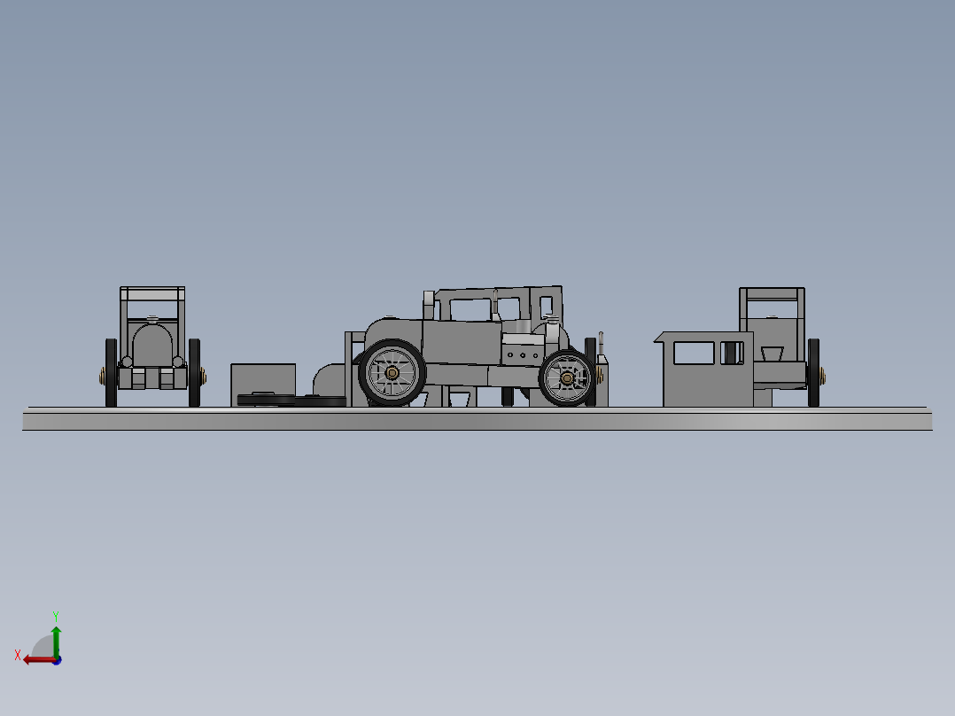 可互换汽车木制玩具CAD-SolidWorks-step格式后视图
