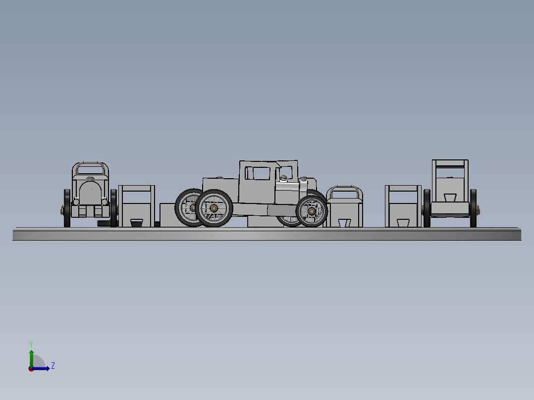 可互换汽车木制玩具CAD-SolidWorks-step格式左视图