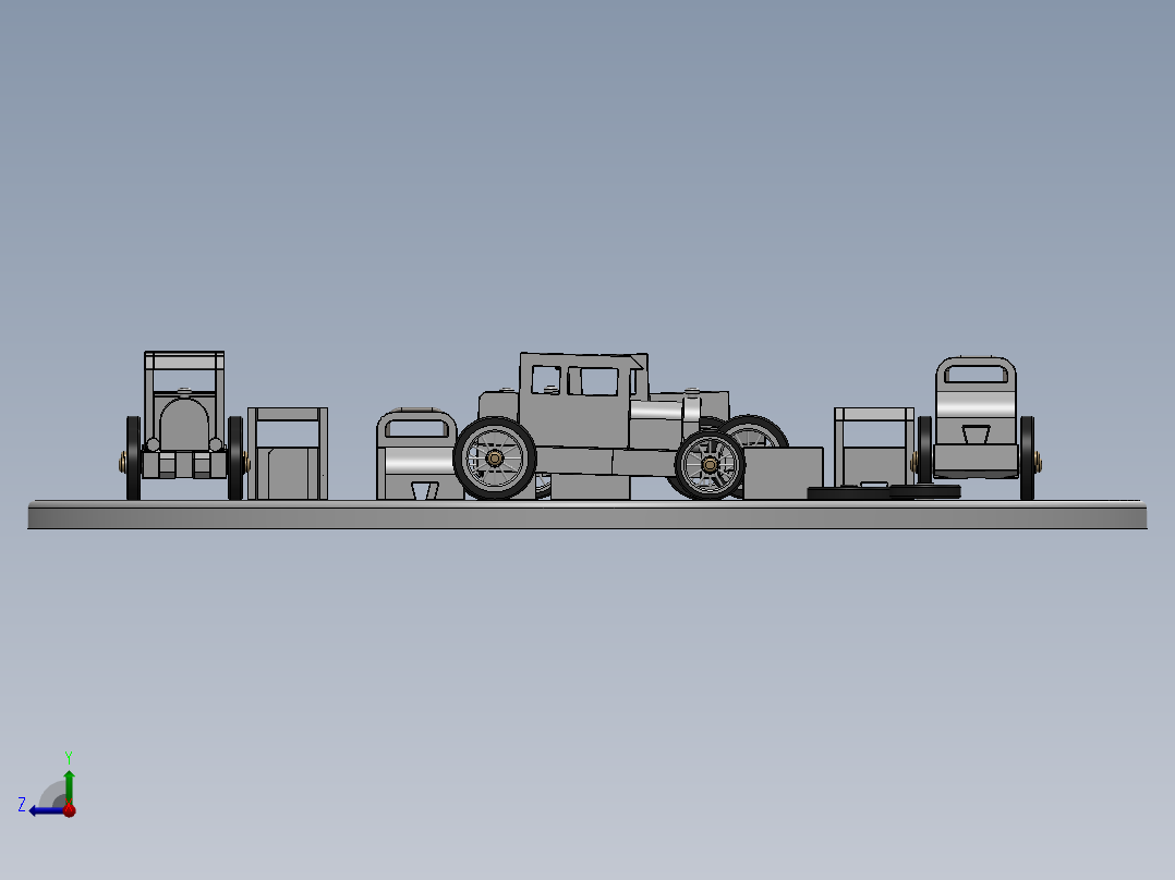 可互换汽车木制玩具CAD-SolidWorks-step格式右视图
