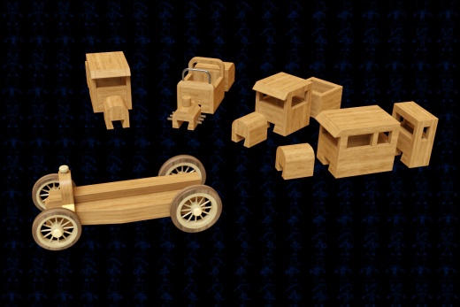 可互换汽车木制玩具CAD-SolidWorks-step格式缩略图
