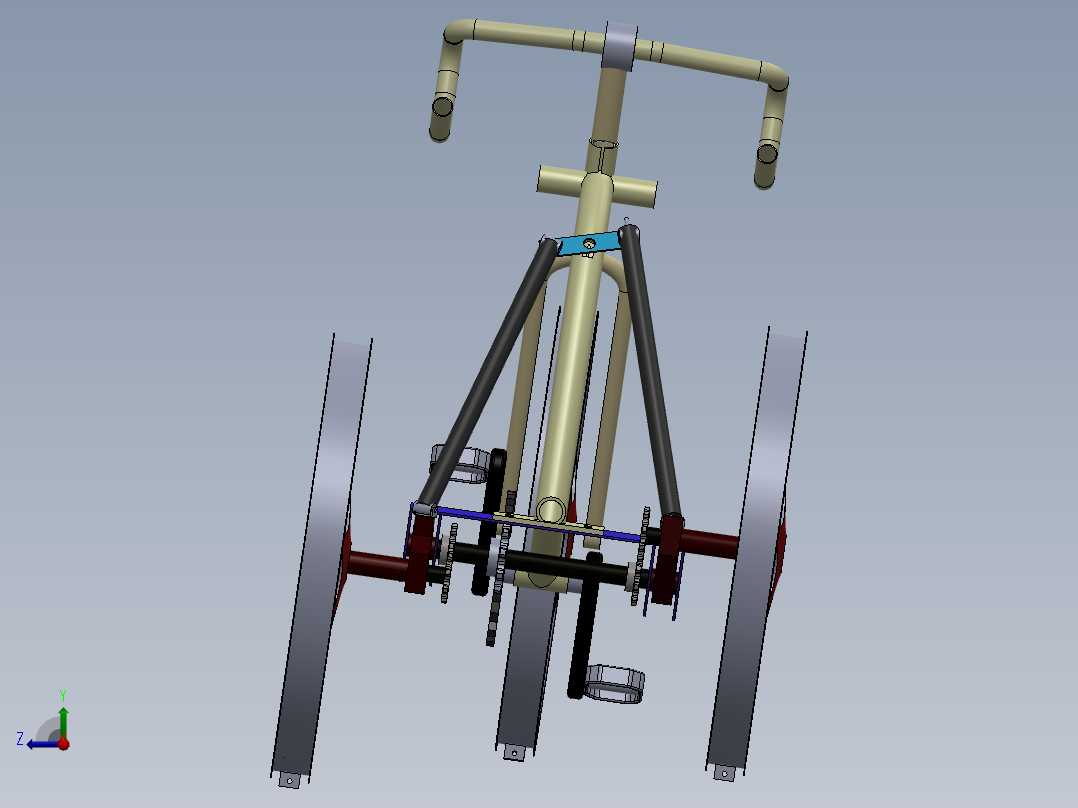 倾斜三轮车右视图