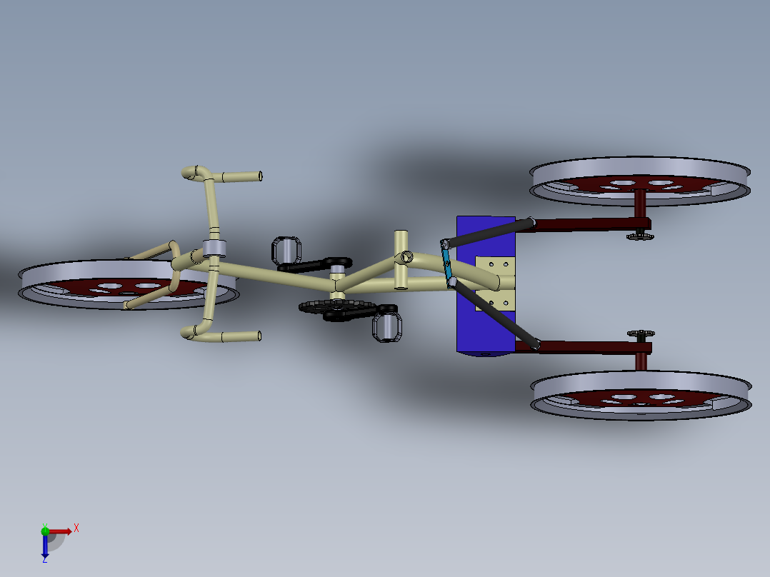 倾斜三轮车俯视图