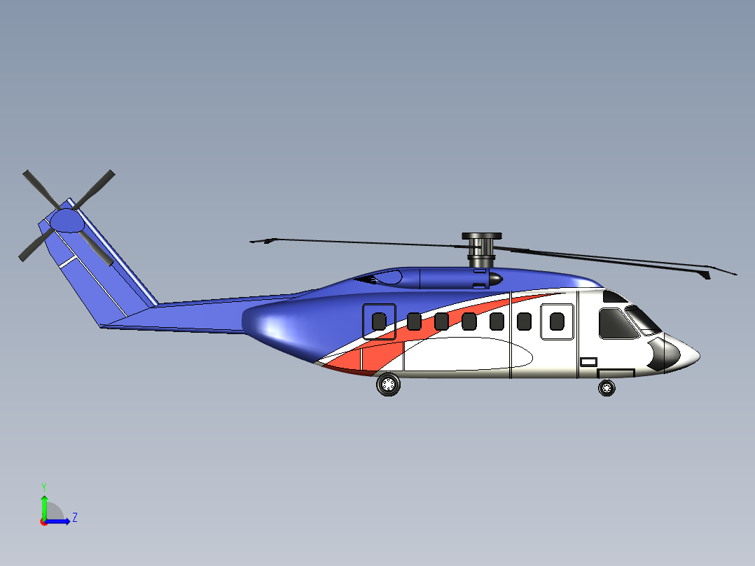 SirKosky S-92 直升机---格式为：STP左视图