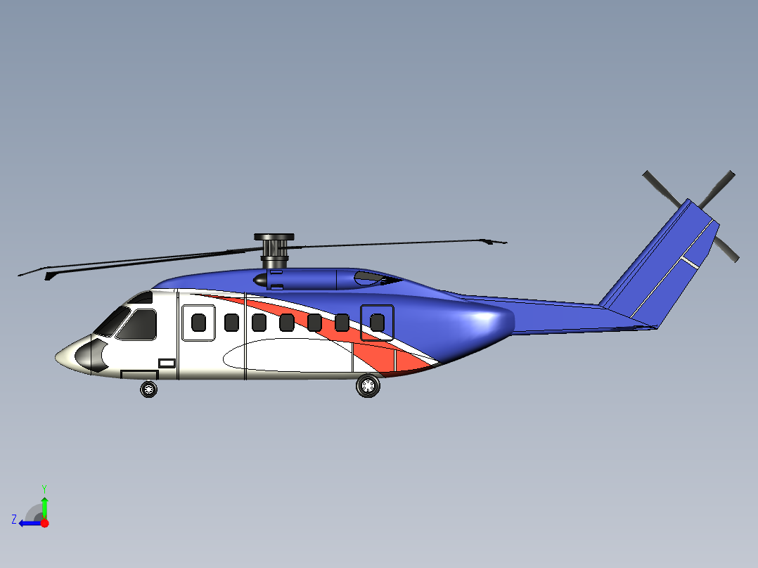 SirKosky S-92 直升机---格式为：STP右视图