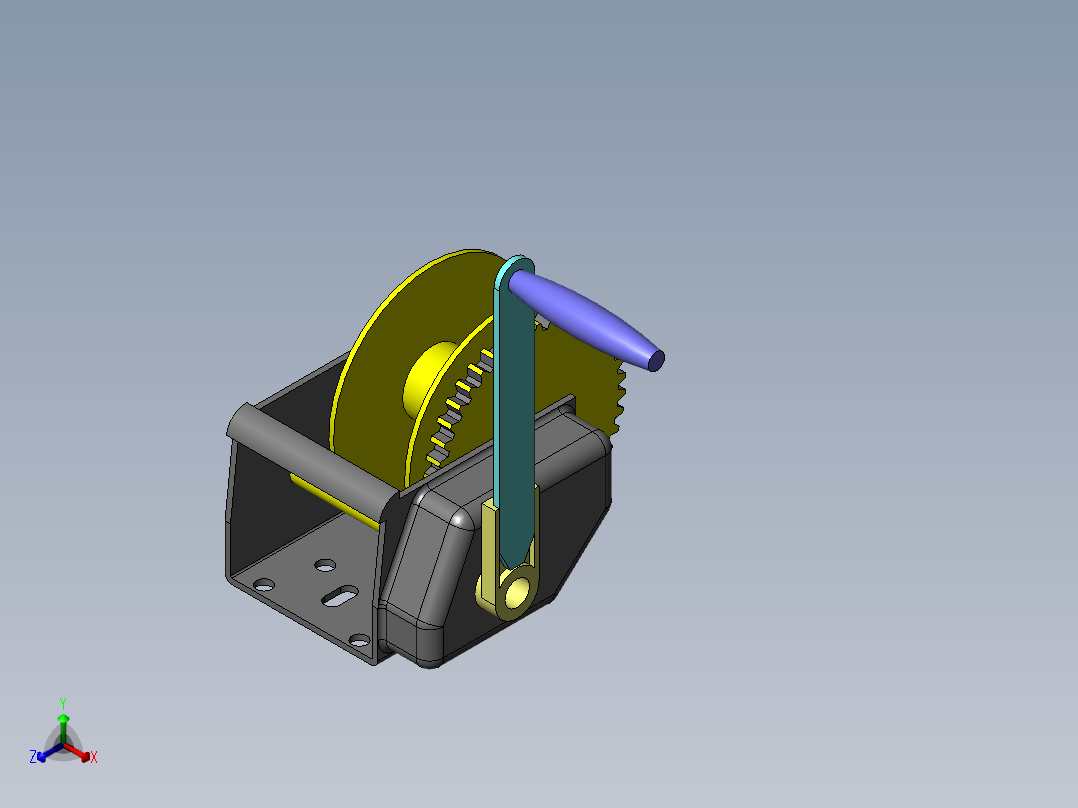 绞车 卷扬机 (44)正等轴测图