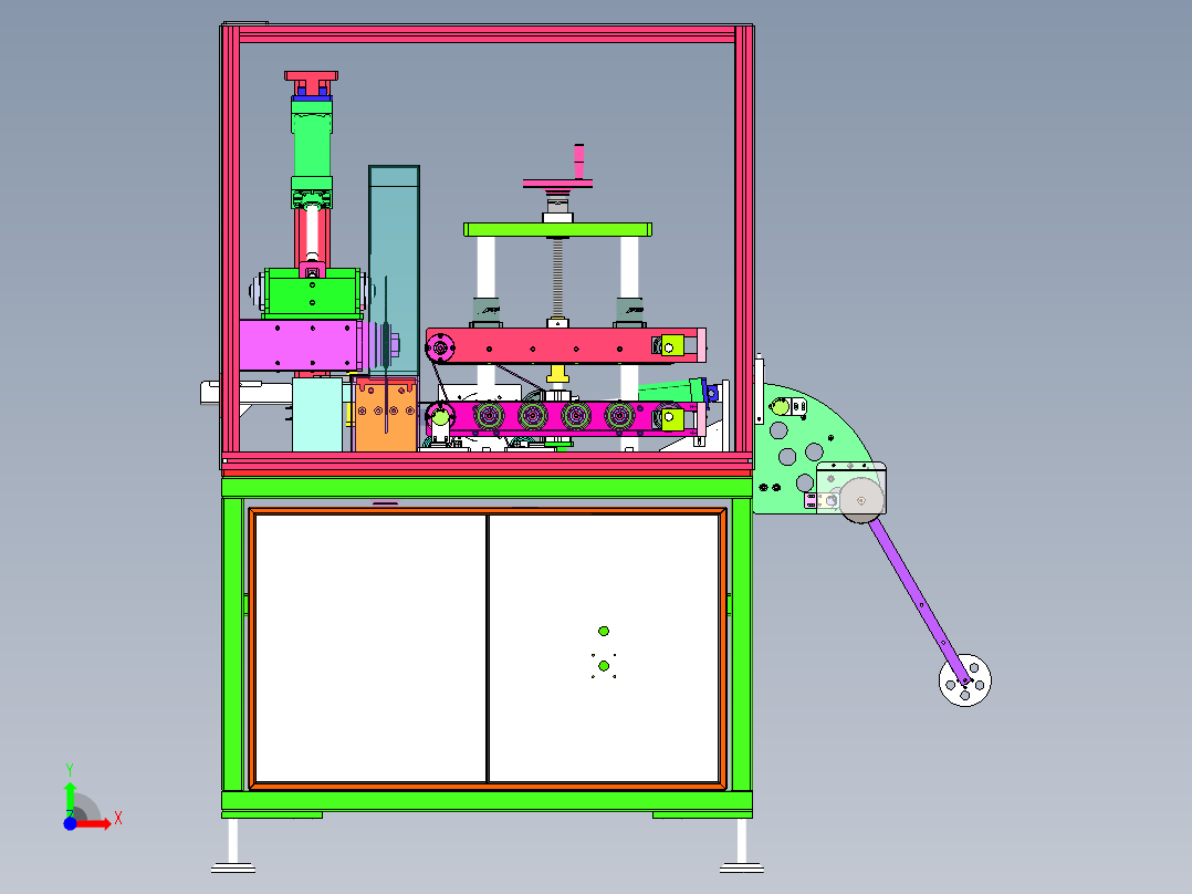 高速锯切裁断机（sw18可编辑+cad+bom）前视图