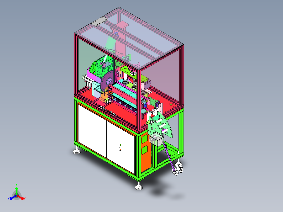 高速锯切裁断机（sw18可编辑+cad+bom）正等轴测图