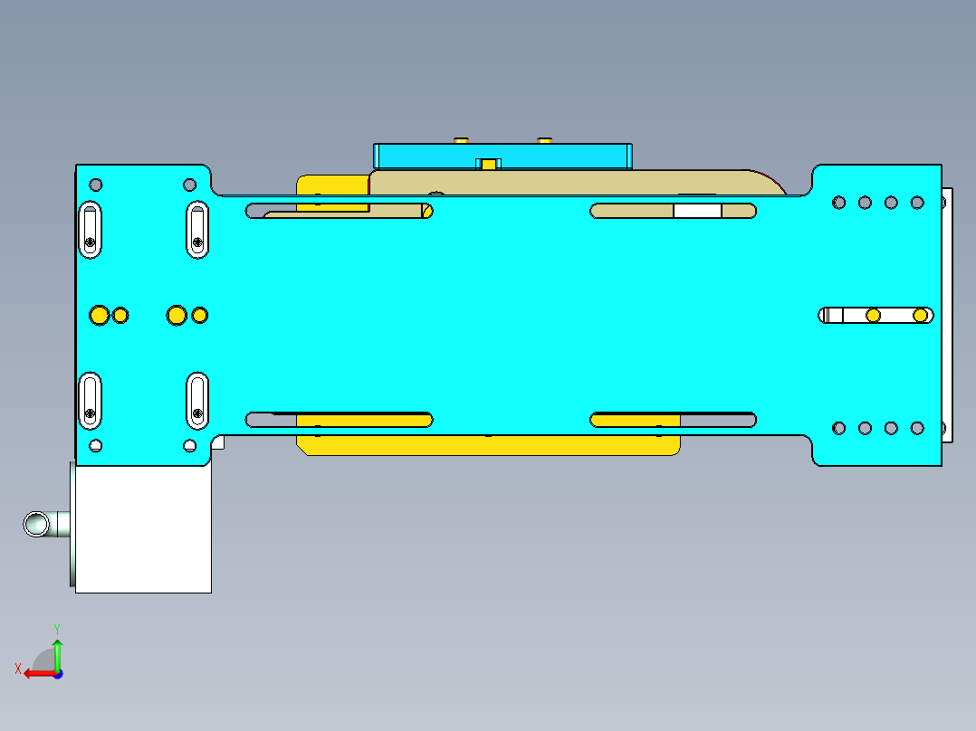 电脑A面金属外壳铣带角度凹槽UG程序模型后视图