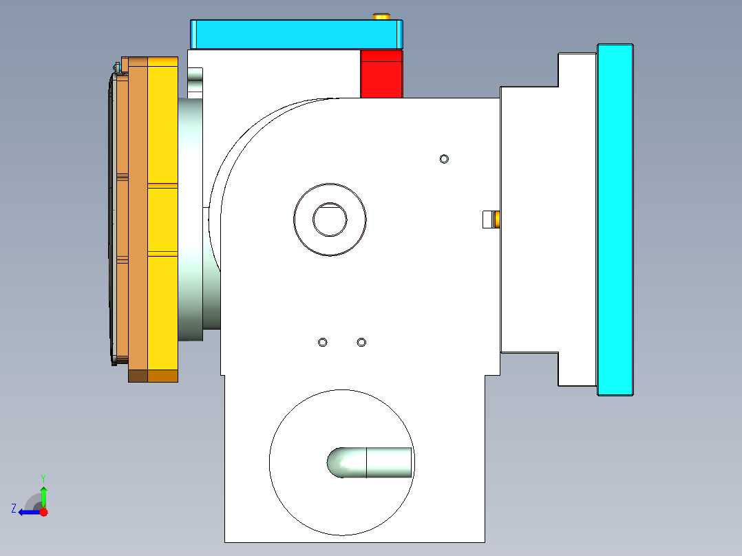 电脑A面金属外壳铣带角度凹槽UG程序模型右视图