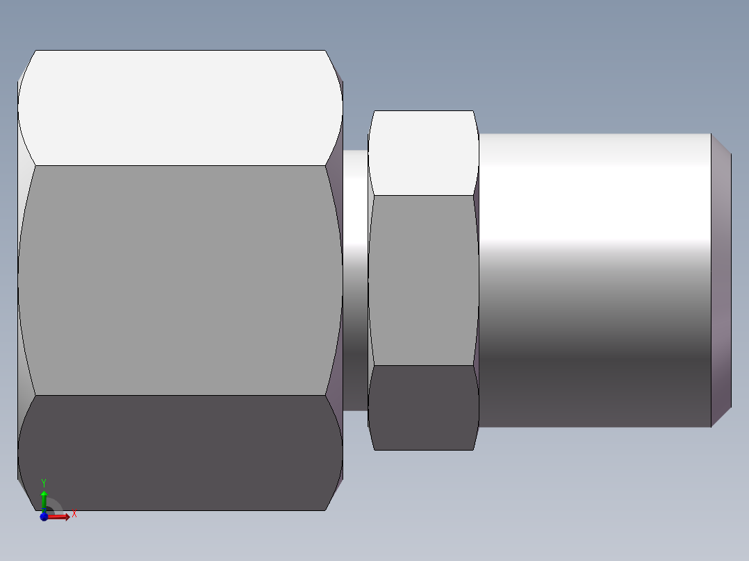 直通变径接头、2D-14-16前视图
