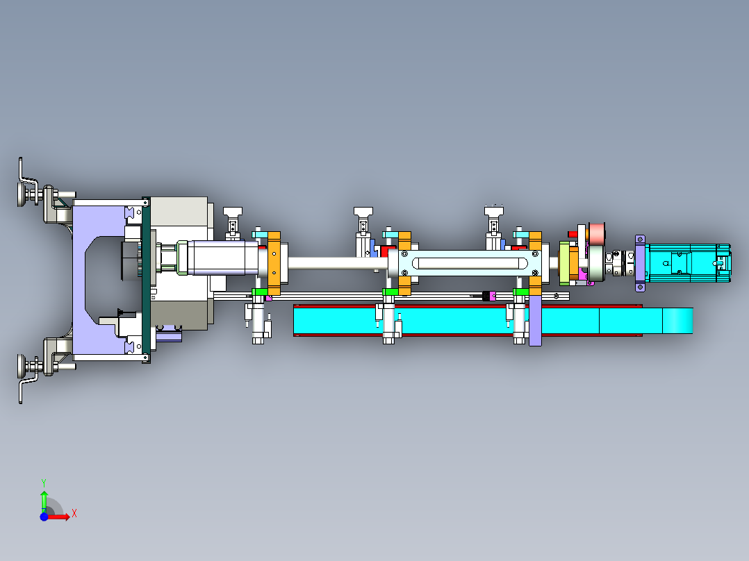 带有移动底座的多工位取料机构前视图