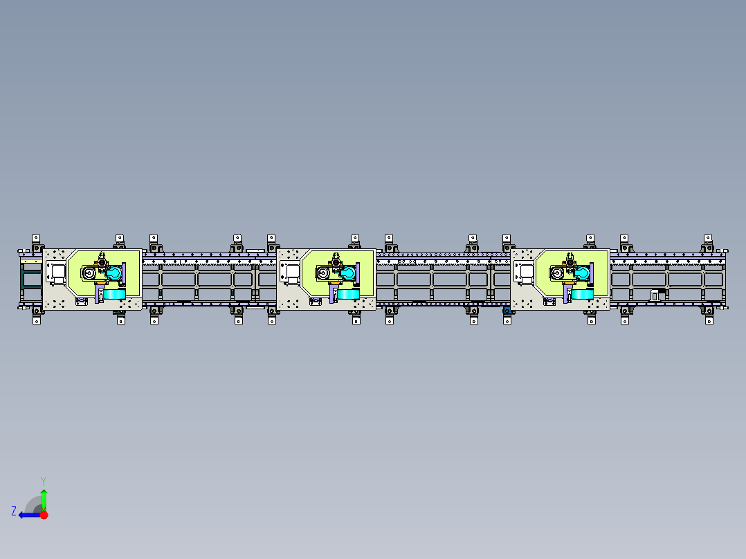 带有移动底座的多工位取料机构右视图