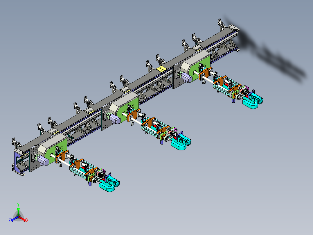 带有移动底座的多工位取料机构正等轴测图