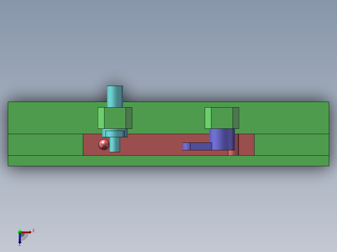 滑槽往返机构俯视图