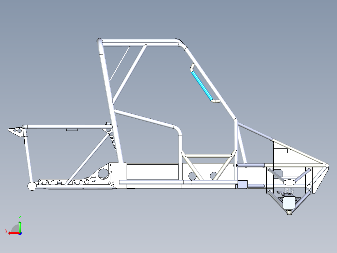 巡逻车车架后视图
