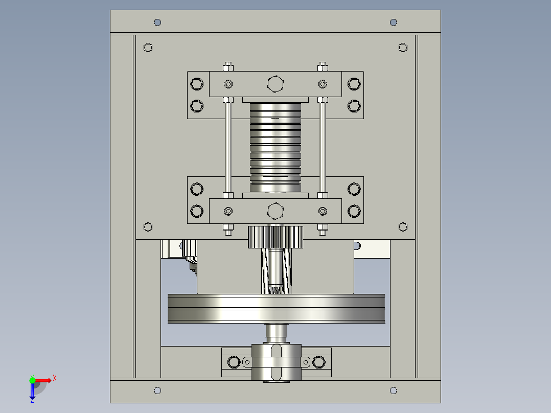 钢丝干拉工序穿模用轧尖机俯视图