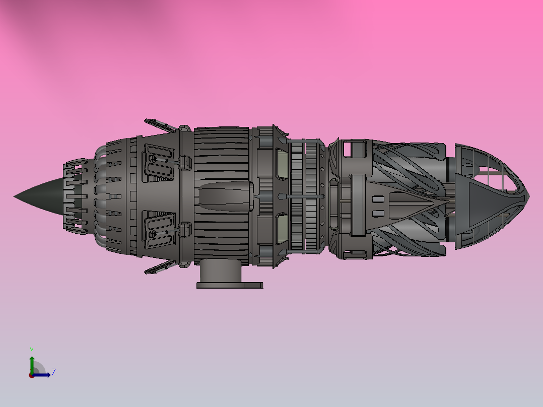 涡轮增压发动机左视图