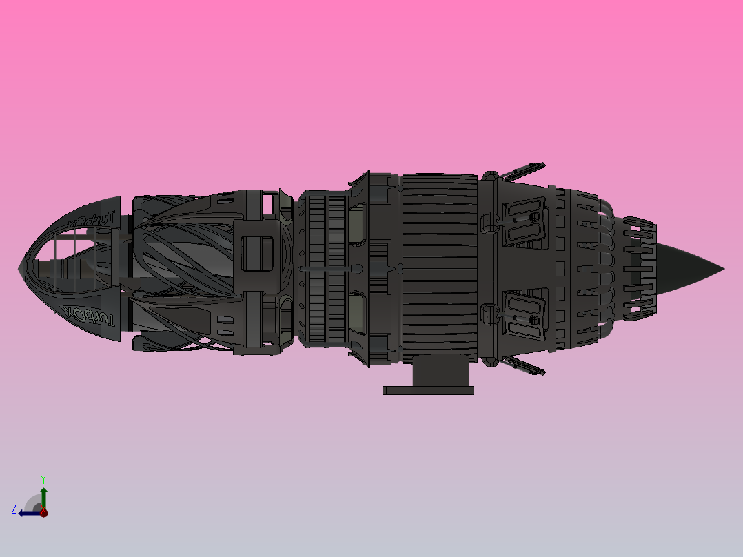 涡轮增压发动机右视图