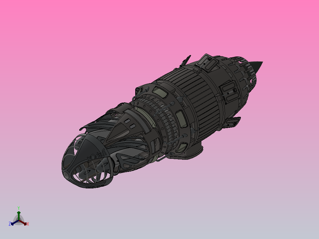 涡轮增压发动机正等轴测图