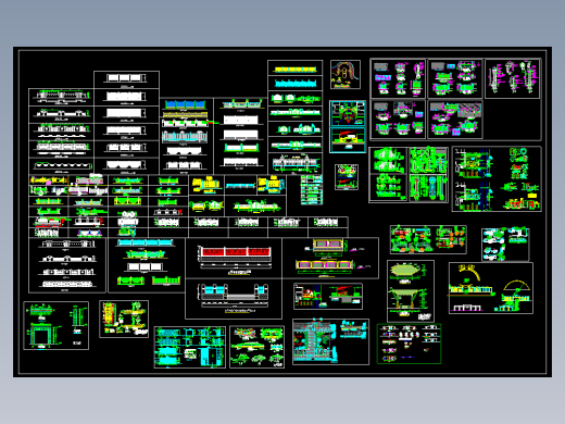 L345中式景观围墙围栏CAD图纸立面铁艺大门栏杆小区入口门CAD图纸