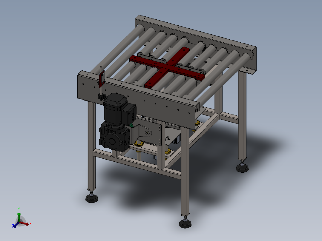 顶升旋转滚筒输送线3d图纸 升降旋转平台SW 小型滚筒输送线3d模型