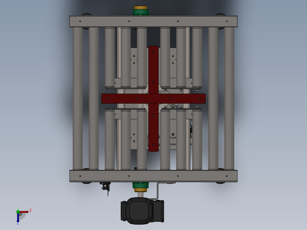 顶升旋转滚筒输送线3d图纸 升降旋转平台SW 小型滚筒输送线3d模型俯视图