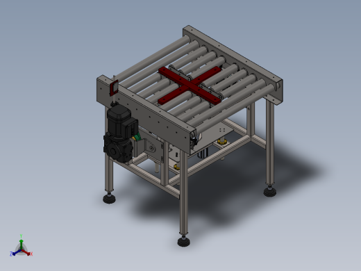 顶升旋转滚筒输送线3d图纸 升降旋转平台SW 小型滚筒输送线3d模型正等轴测缩略图