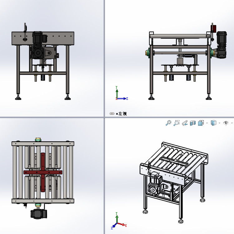 顶升旋转滚筒输送线3d图纸 升降旋转平台SW 小型滚筒输送线3d模型