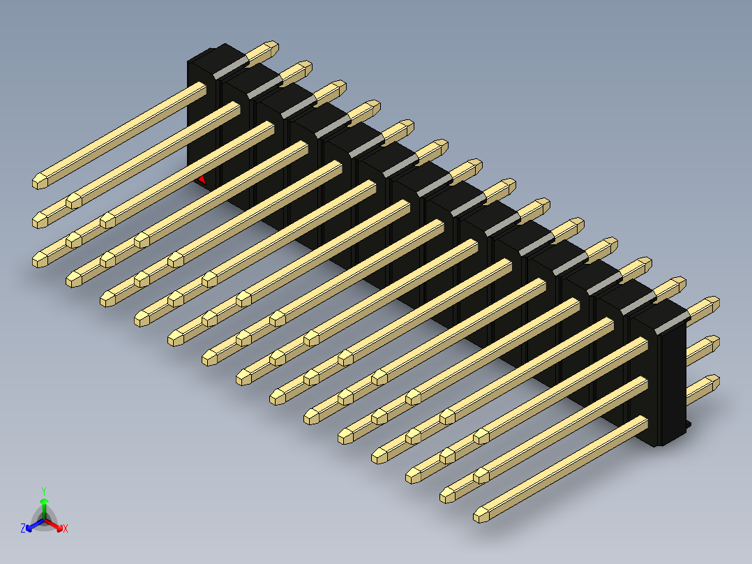 彩色公头100mil（2.54mm）系列-DS1021_black_3x14p_100mil_Type5_rev1.0主视图