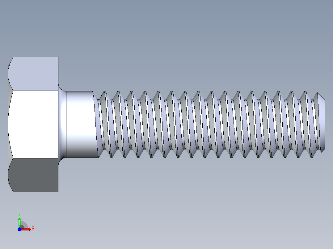 UNC 六角螺栓-Hex Bolt 0.250-20 x 1.000.STEP前视图