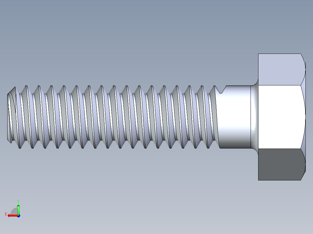 UNC 六角螺栓-Hex Bolt 0.250-20 x 1.000.STEP后视图