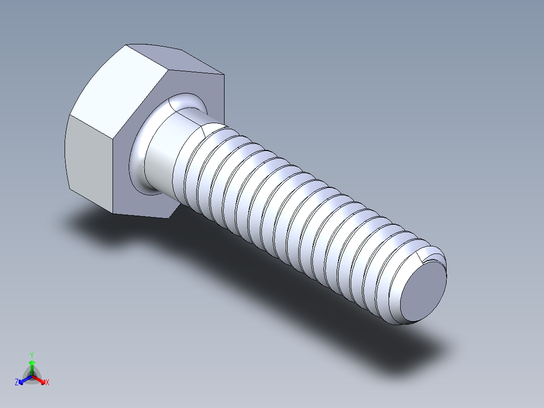 UNC 六角螺栓-Hex Bolt 0.250-20 x 1.000.STEP正等轴测图