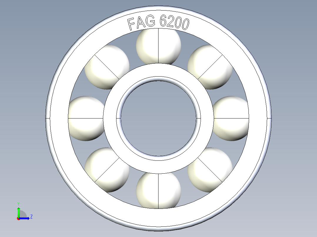 滚珠轴承-FAG BALL BEARING 6200.STEP左视图