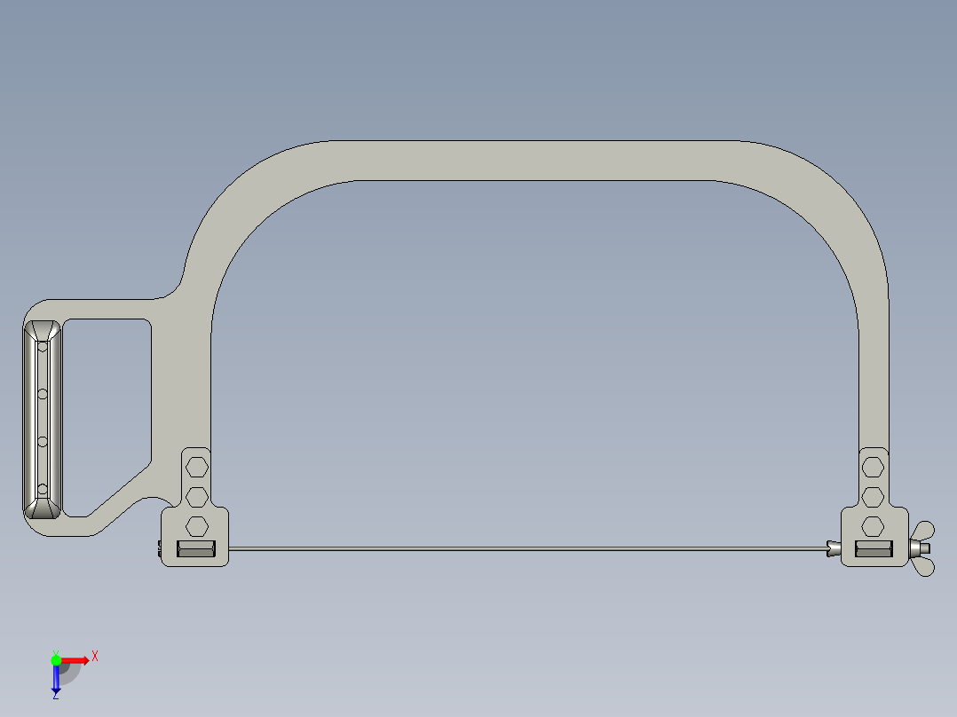 弓锯手锯模型3D图纸 IGS STP格式俯视图
