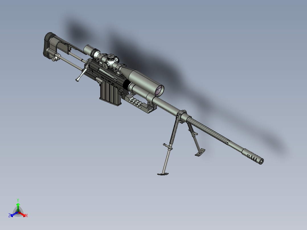 922机械狙击枪PROE设计正等轴测图