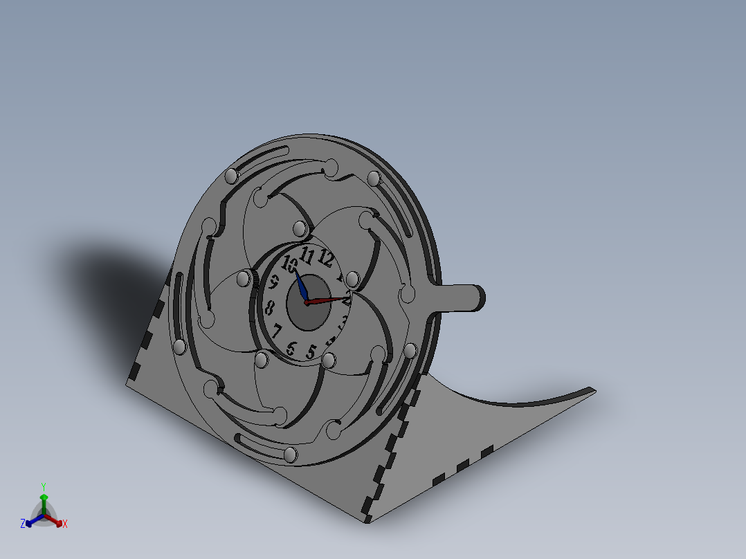 激光切割Iris Clock 虹膜时钟-CAD格式-SolidWorks-step格式正等轴测图