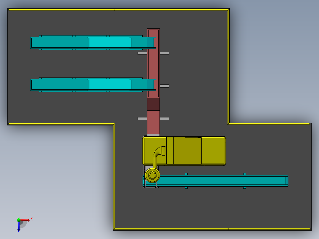 金银花自动烘干设备产线sw17俯视图