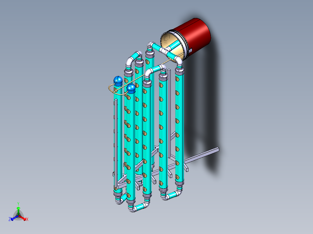 B2004085-营养液膜技术（NFT）水培系统正等轴测图