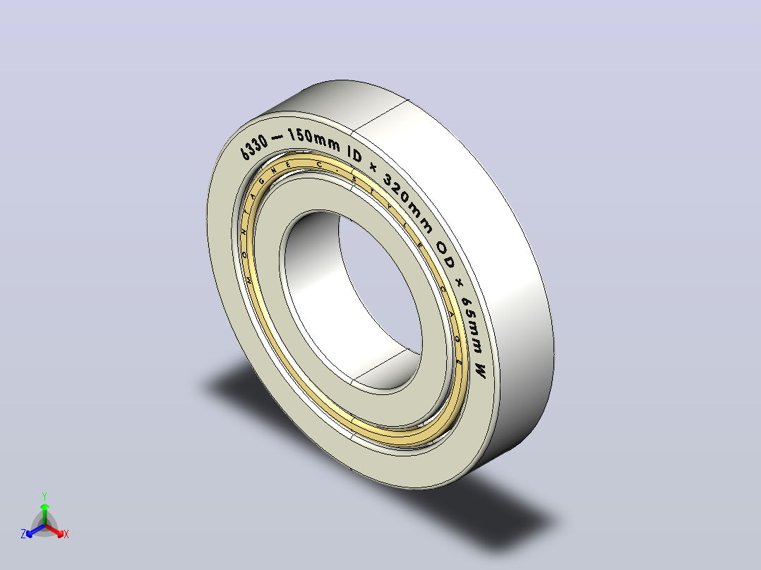 完整的公制6300开放式轴承库solidworks和Step模型11正等轴测图