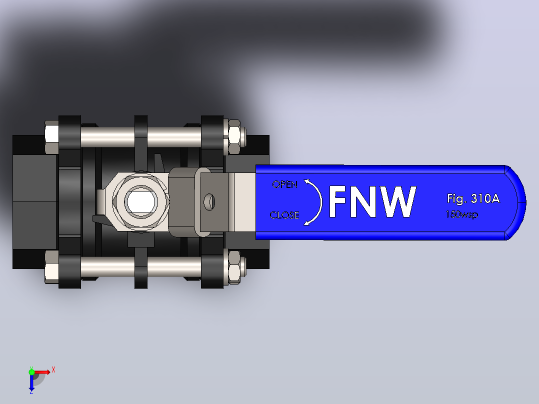 FNW-FNW311ASWJ三片式内螺纹球阀俯视图