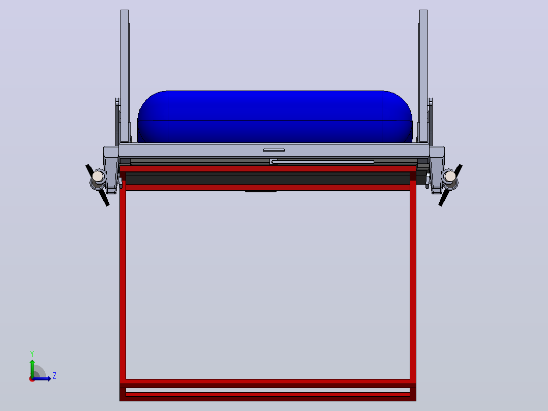 可折叠救生筏结构3D图纸 Solidworks设计左视图