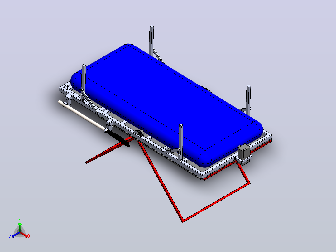 可折叠救生筏结构3D图纸 Solidworks设计正等轴测图