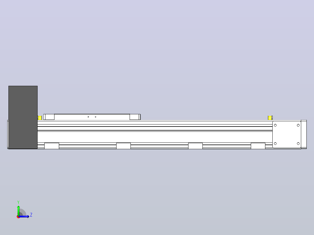 DMEB80L-LUCR欧规同步带模组直线模组（电机左上折）[DMEB80L-L20S350-DT400-C2U-LUCR]左视图