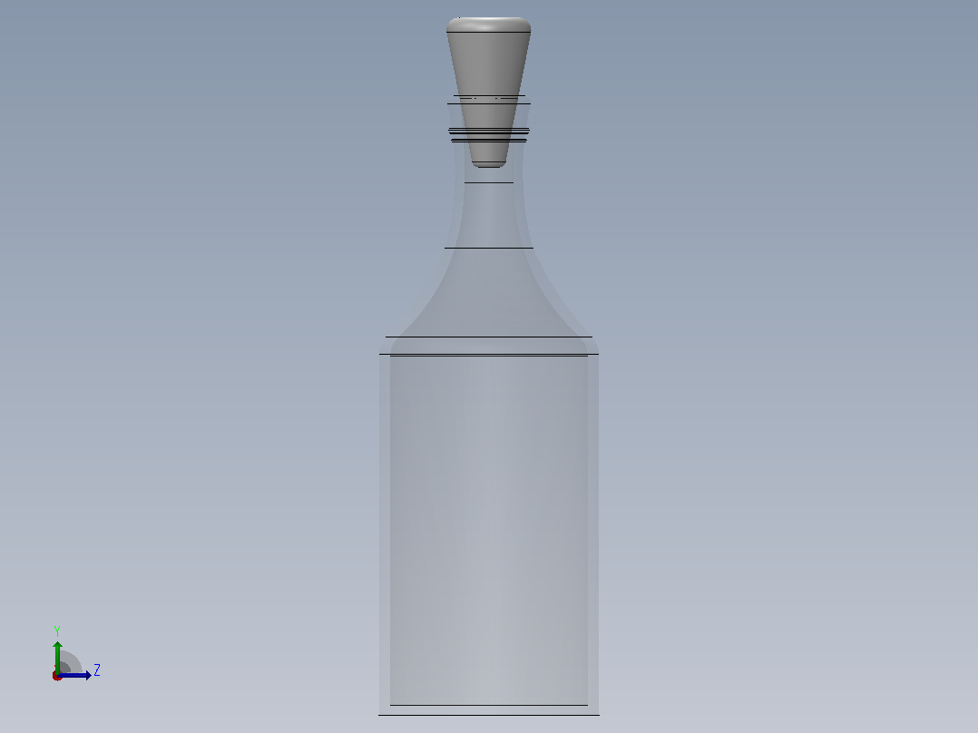玻璃瓶配木塞左视图